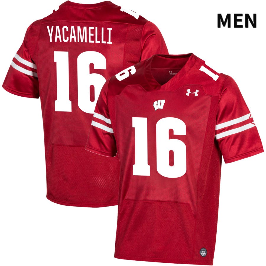 Wisconsin Badgers Men's #16 Cade Yacamelli NCAA Under Armour Authentic Red NIL 2022 College Stitched Football Jersey TF40A22LN